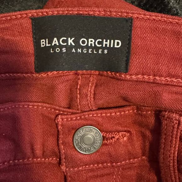 Black Orchid Lara Lace-Up Red Skinny Jeans 5-Pocket Women Size 26 NWT - Picture 7 of 9